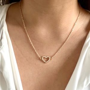 Diamond heart shape gold plated necklace